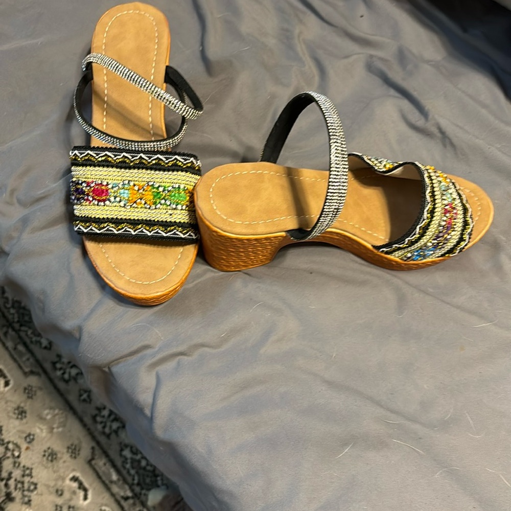 Shoes with straps.